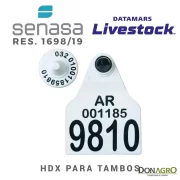 Caravana Electronica DATAMARS Oficial SENASA Binomio 25 Unid. HDX TAMBO