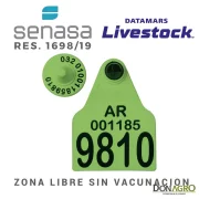 Caravana Electronica DATAMARS Oficial SENASA Binomio 25 Unid. VERDE ZONA LIBRE AFTOSA