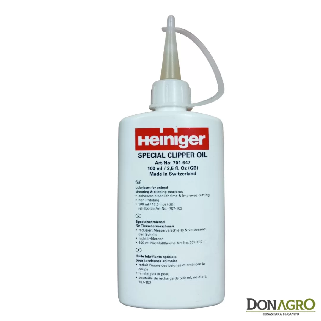 Aceite lubricante para peladoras y esquiladoras Heiniger 