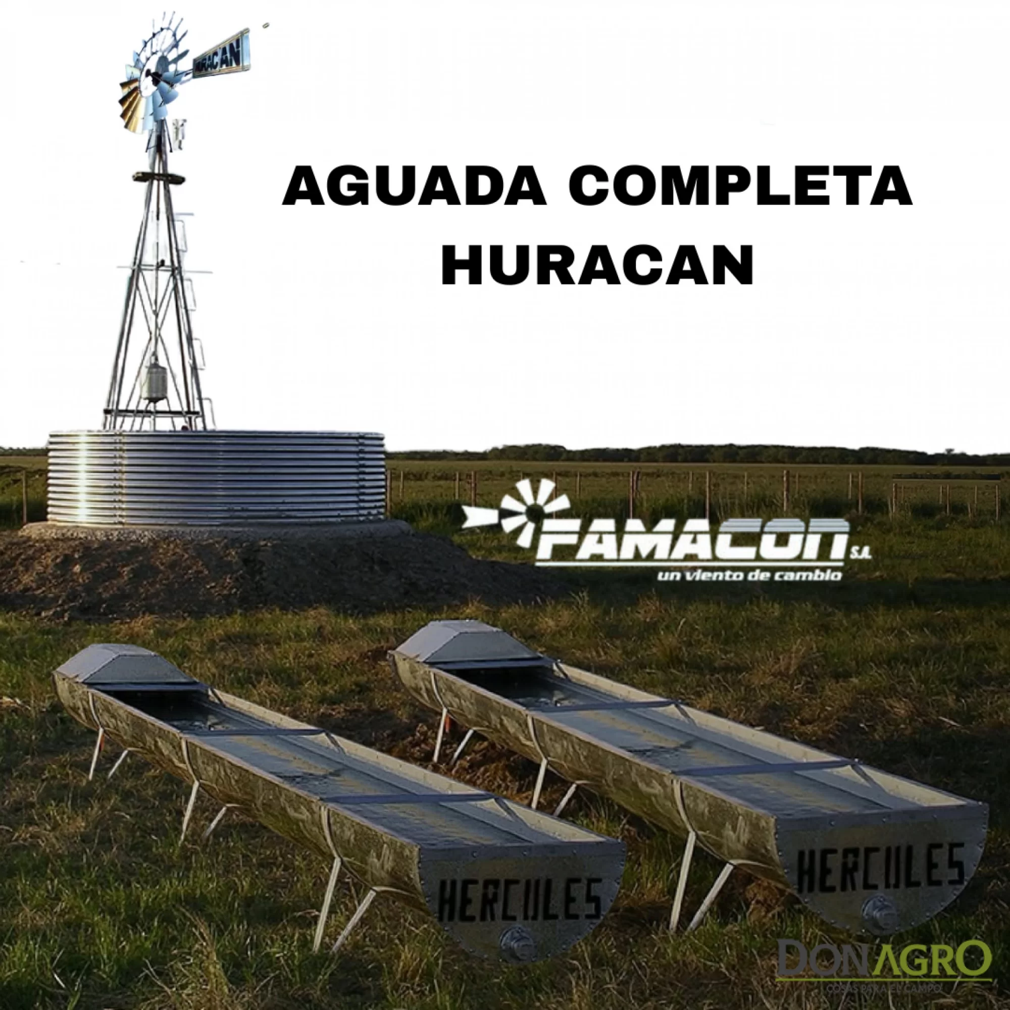 Aguada Completa HURACAN (Molino + Tanque + 2 Bebederos 5mts)