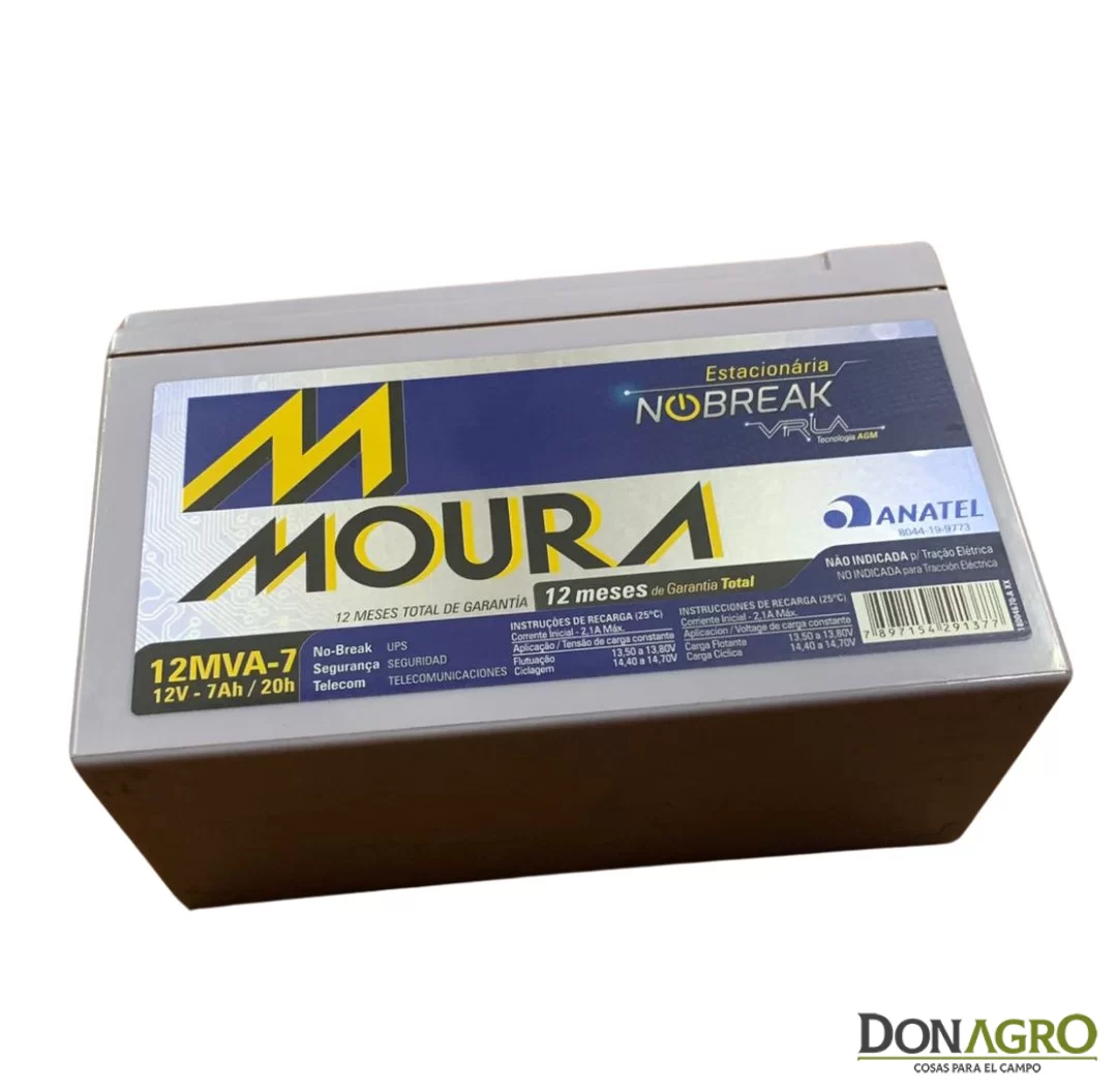 Bateria de Gel 12v 7 Amp. Moura