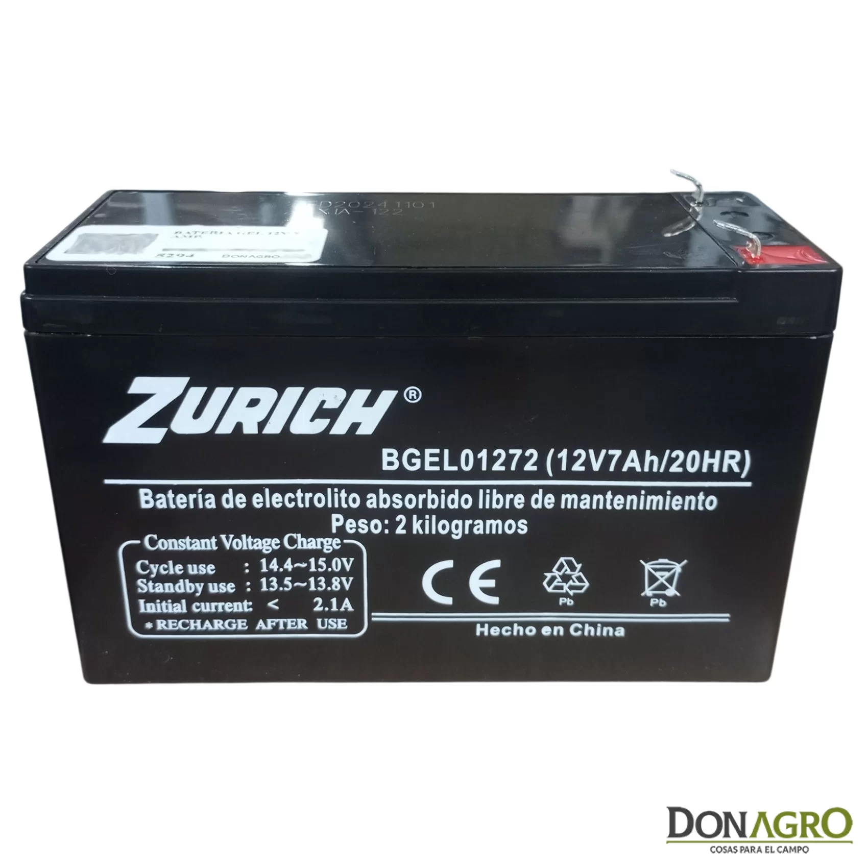 Bateria de Gel Zurich 12v 7 Amp.
