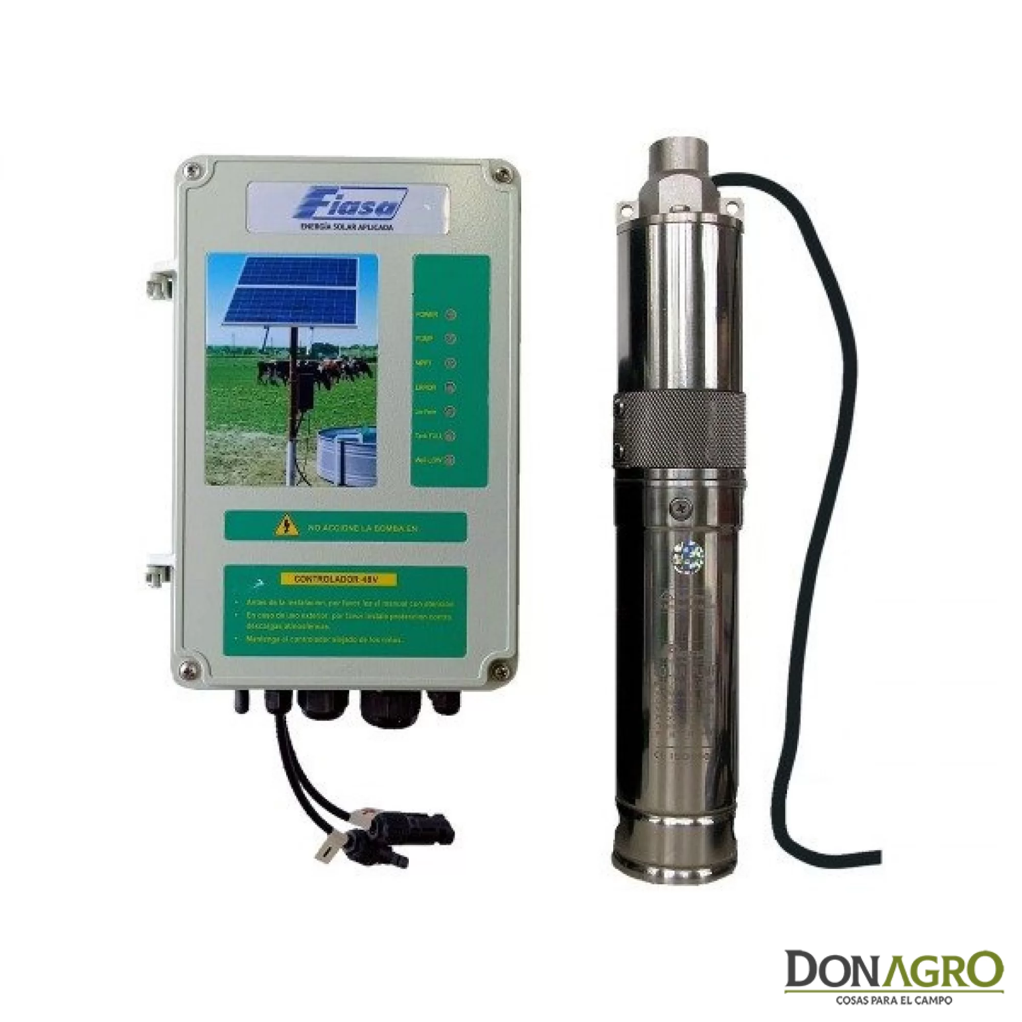 Bomba Solar Sumergible 24v FIASA 5.000 lts/dia c/ 1 panel 150w