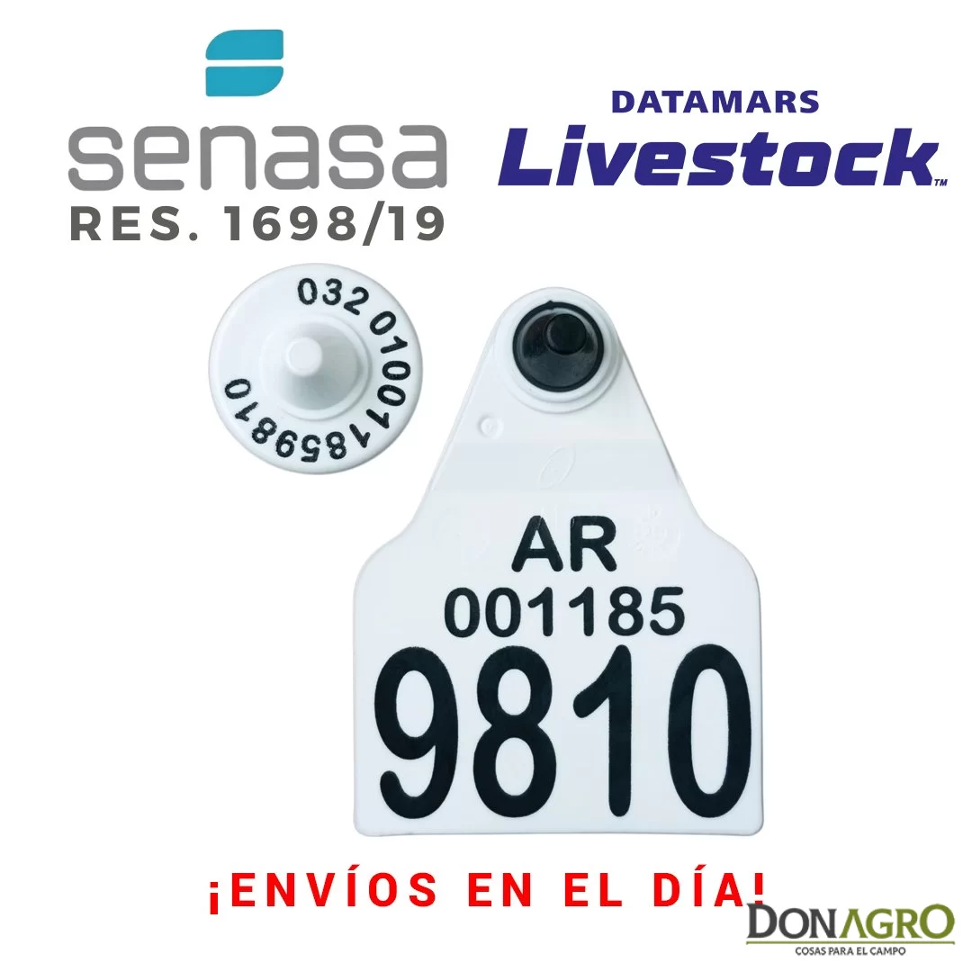 Caravana Electronica DATAMARS Oficial SENASA Binomio 25 Unid. BLANCA