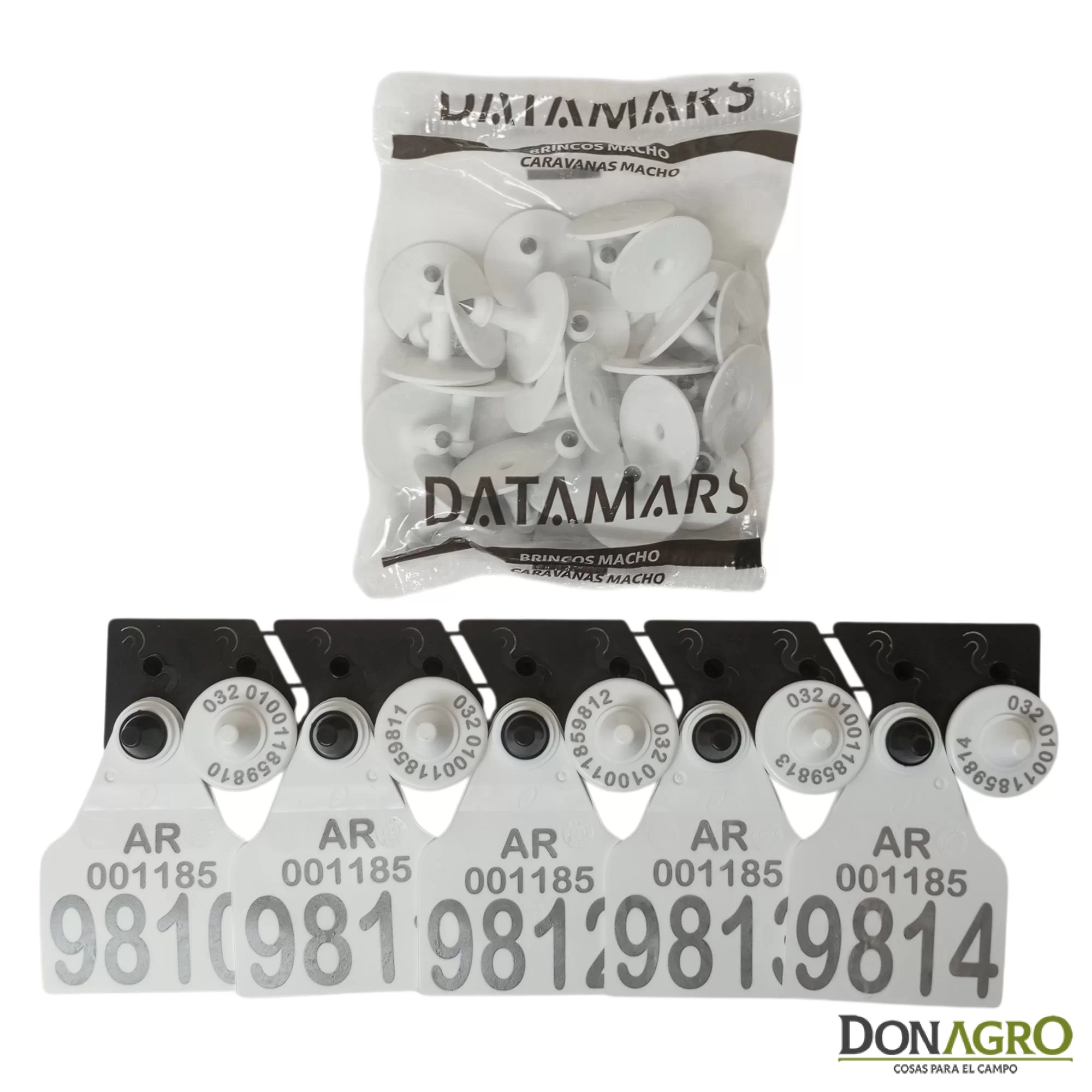 Caravana Electronica DATAMARS Oficial SENASA Binomio 25 Unid. BLANCA