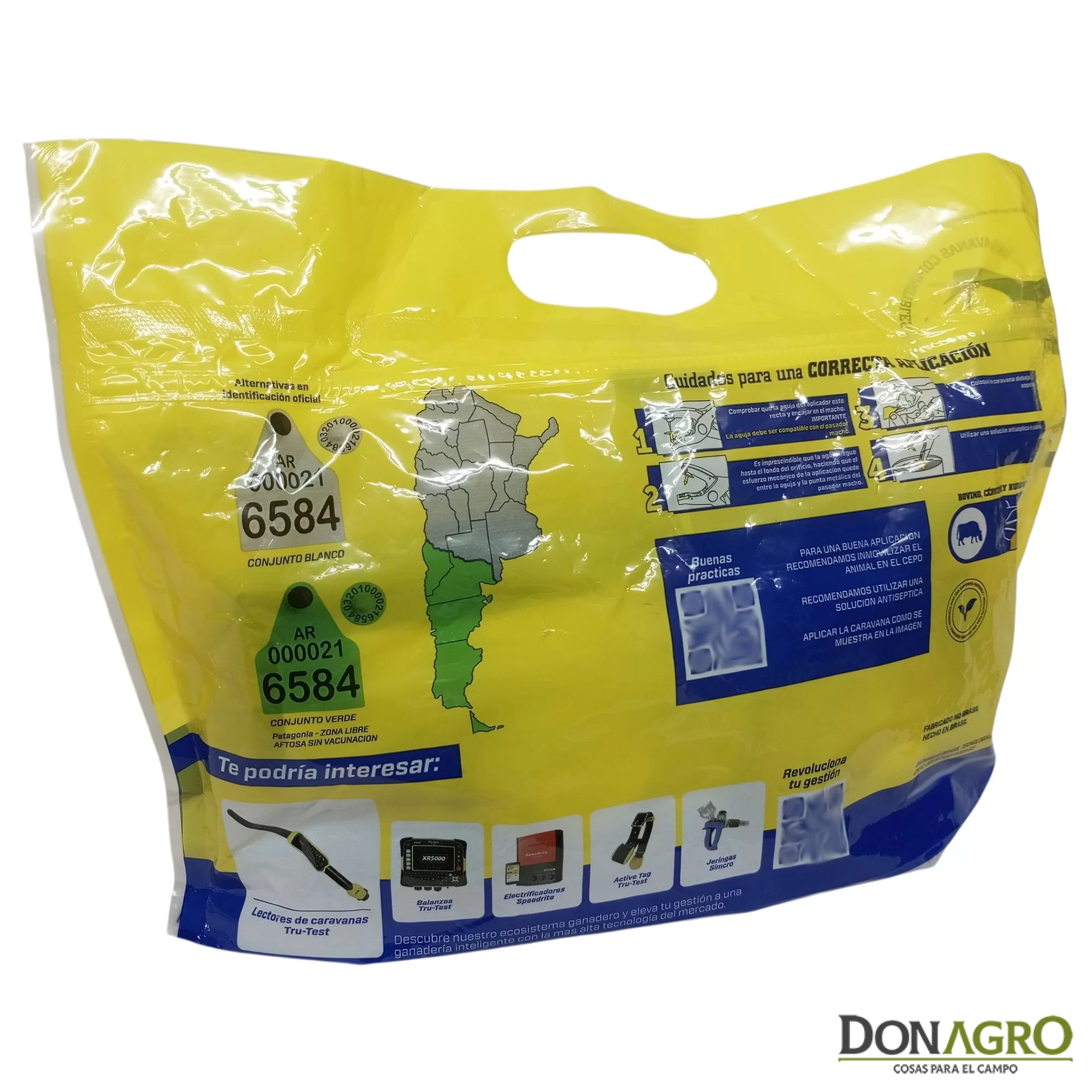 Caravana Electronica DATAMARS Oficial SENASA Binomio 25 Unid. VERDE ZONA LIBRE AFTOSA