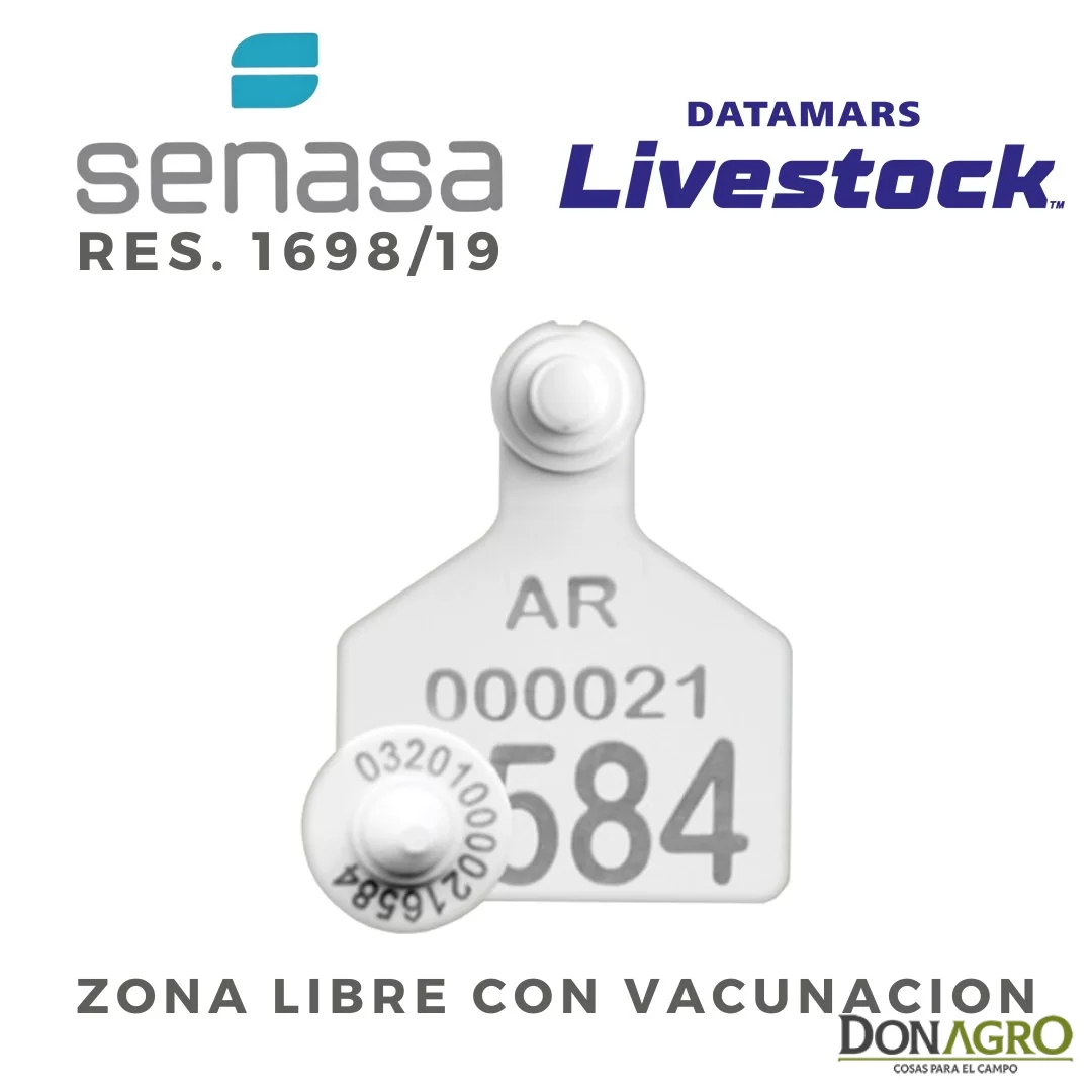 Caravana Electronica DATAMARS Oficial SENASA Binomio 25 Unid.BLANCA