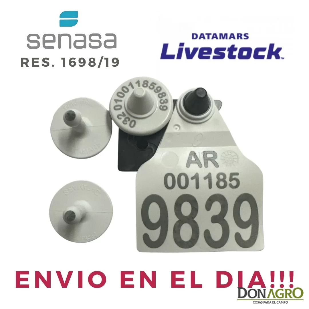 Caravana Electronica DATAMARS Oficial SENASA Binomio 25 Unid.BLANCA