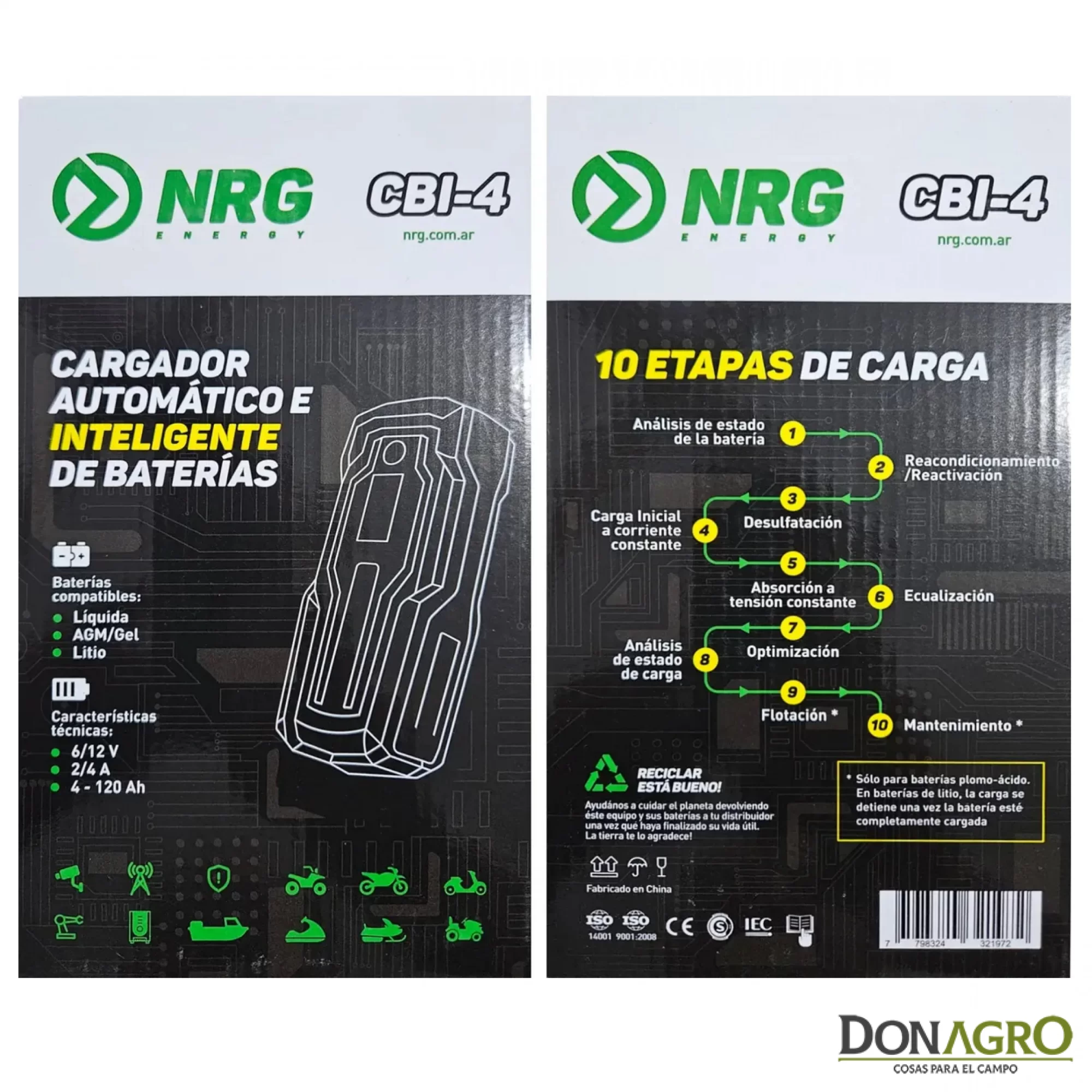 Cargador Baterias Automatico Inteligente 12v 4-120Amp NRG