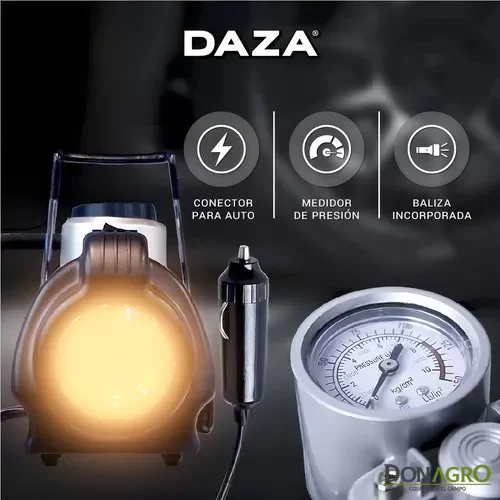 Compresor De Aire Auto Mini Inflador Portatil 12v Con Baliza Daza Dzjb82