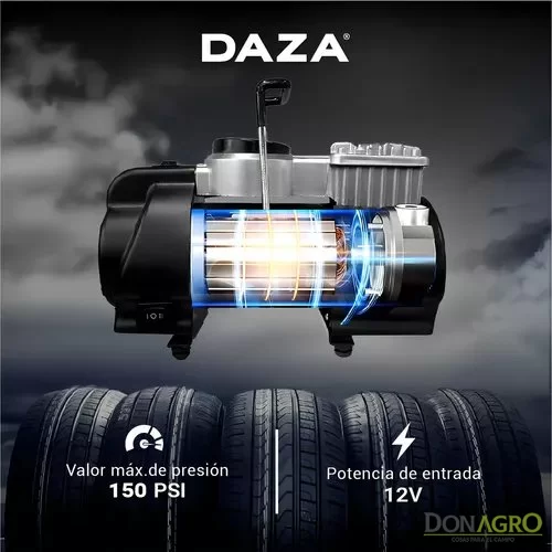 Compresor De Aire Auto Mini Inflador Portatil 12v Con Baliza Daza Dzjb82