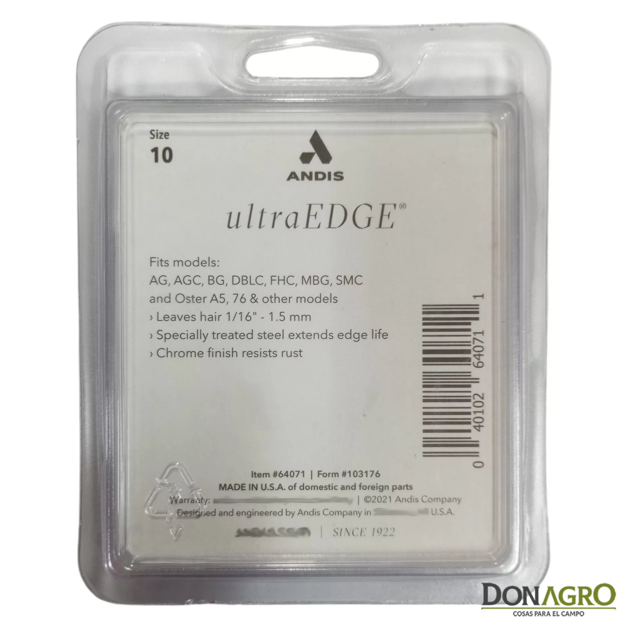 Cuchilla Andis N°10 UltraEdge 1.5mm