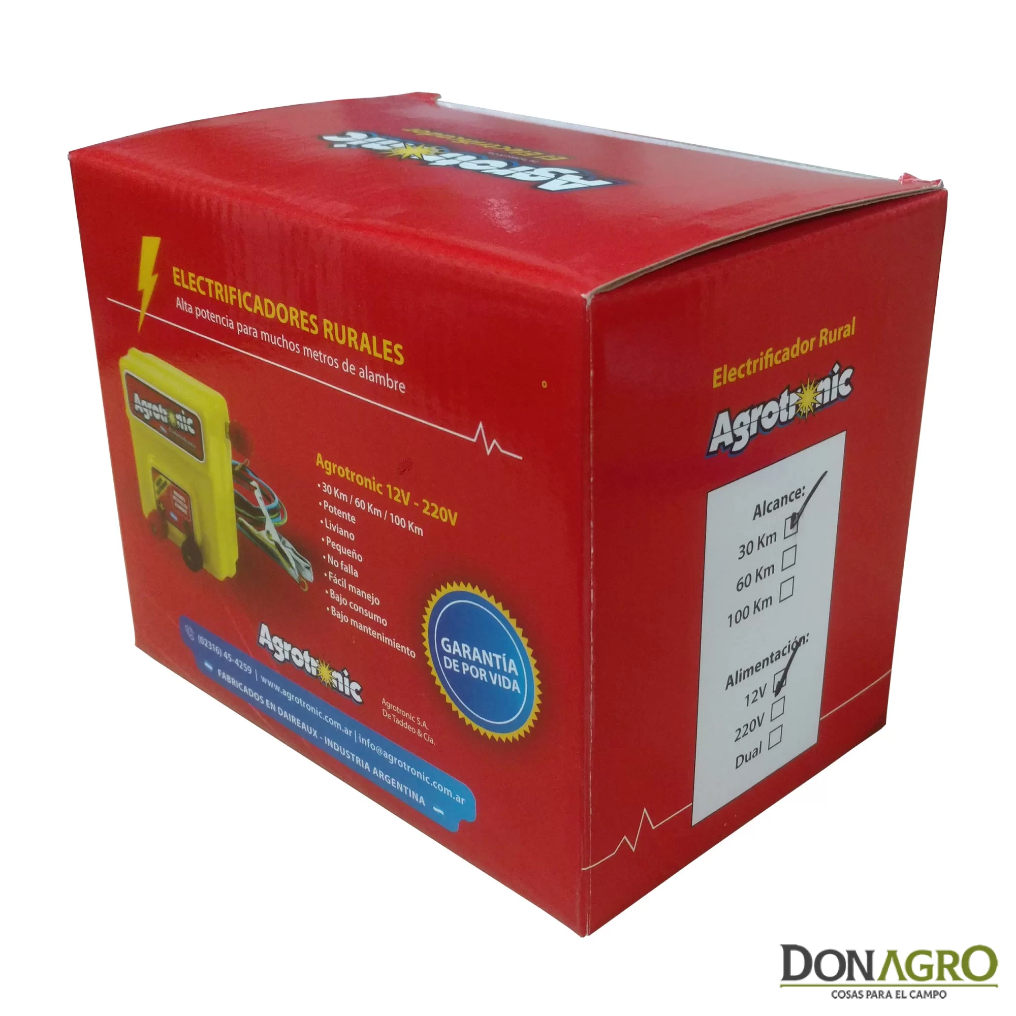 Electrificador Kit Solar 30km 1.10j Agrotronic + Panel FIASA