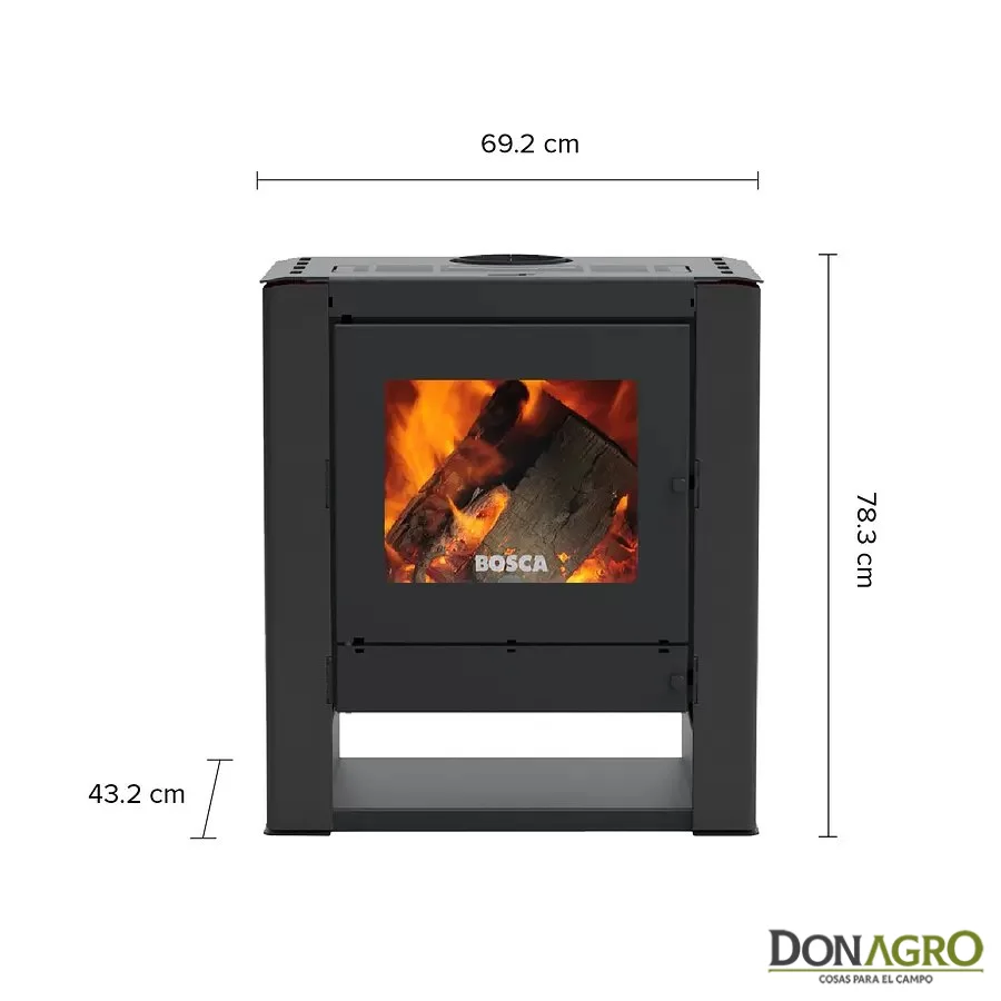 Estufa a Leña Bosca Gold 500 Black Vision Charcoal 10.318Kcal