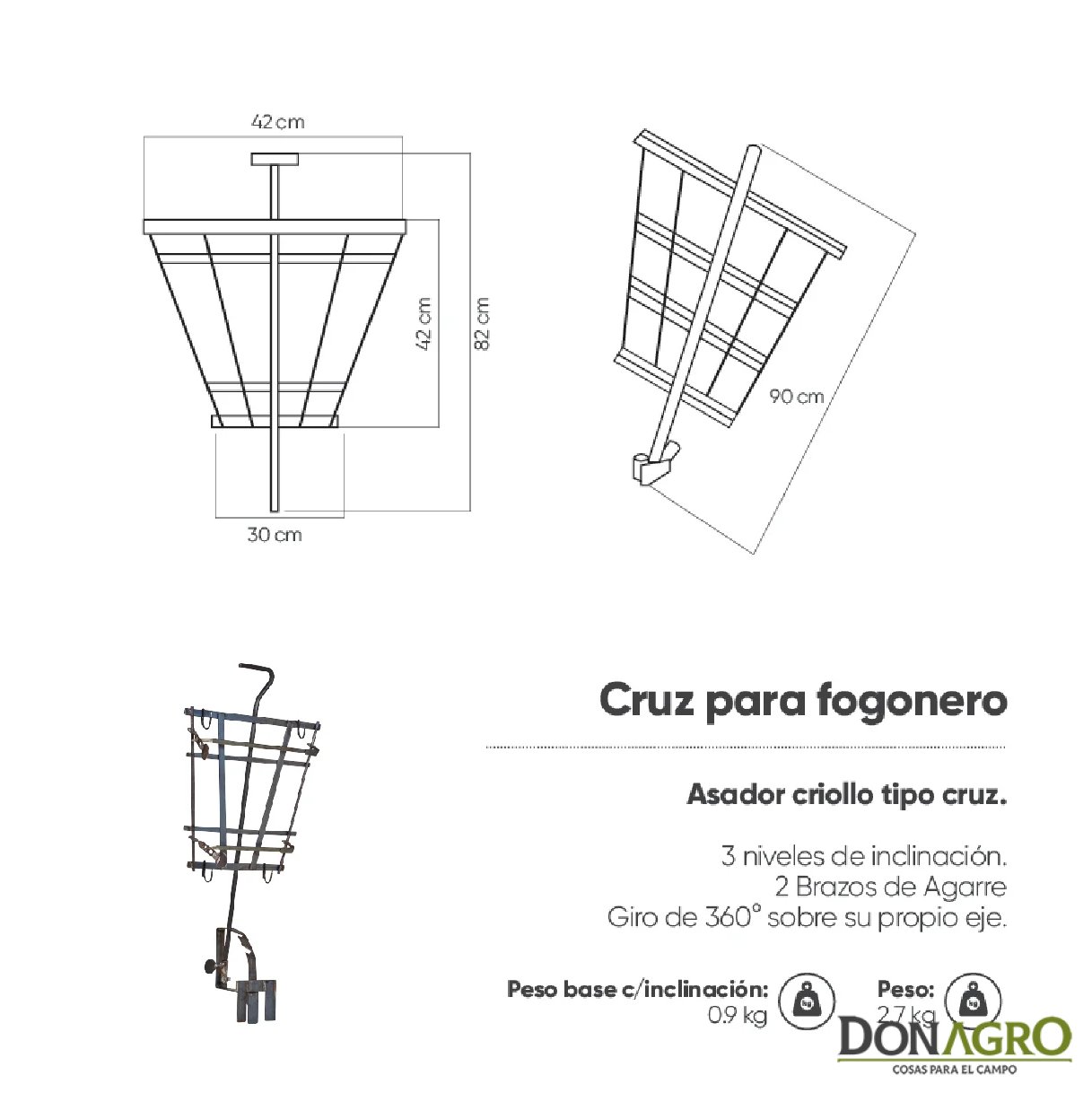 Fogonero Bosca Fire Pit F60 con Parrilla y Cruz Bosca