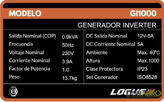 Generador Inverter Silent 1000 Watts LOGUS
