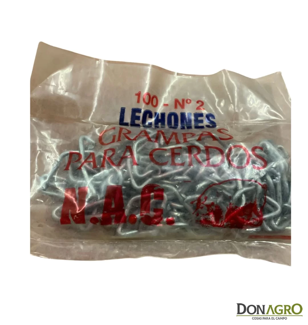 Grampas para cerdos galvanizadas N°2 x 100 unidades