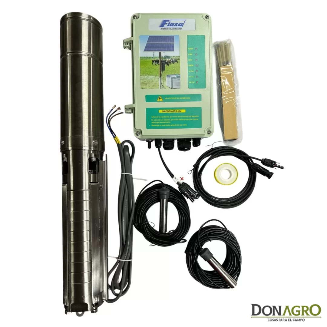 Kit Bomba Solar Sumergible 60/500 FIASA 48V 1.8M3 hasta 500 mts 