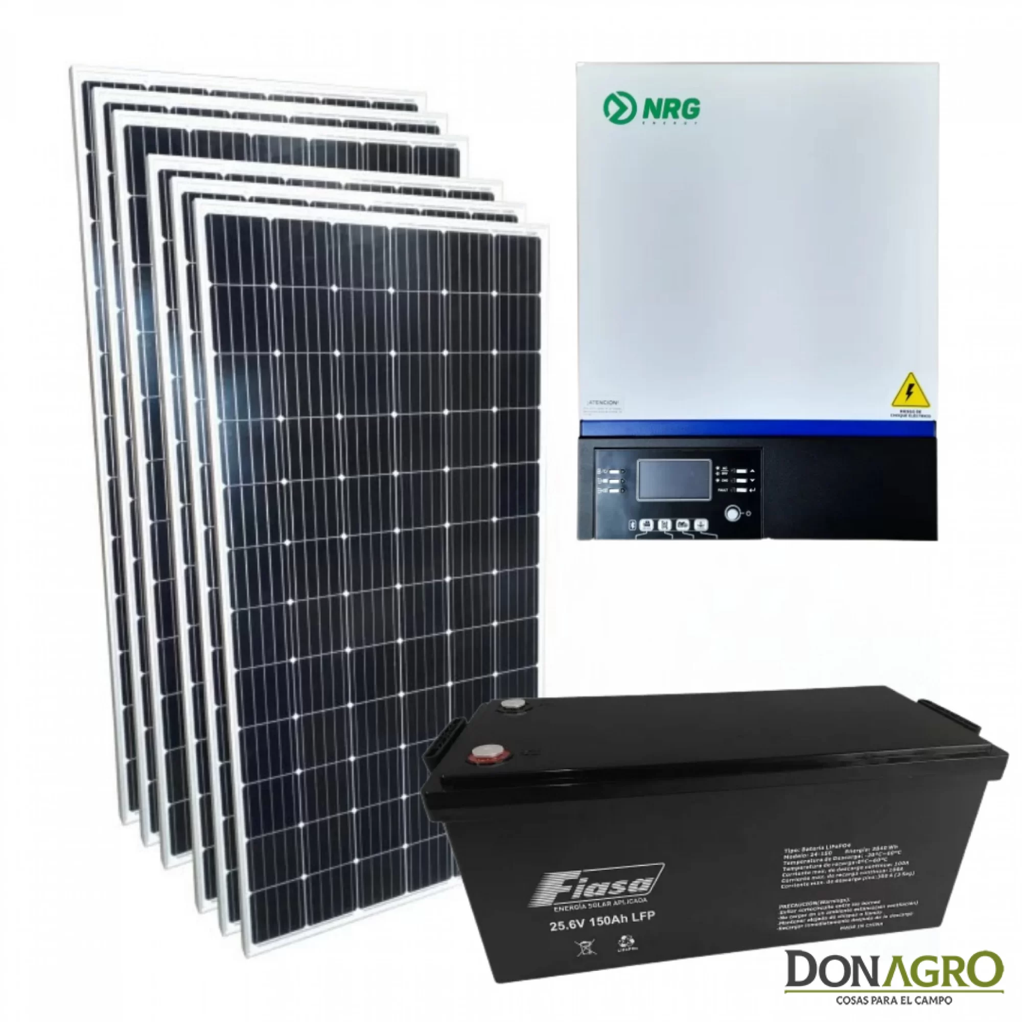 Kit Energia Solar para Casa 3000w Full 4 Paneles 1 Bateria Litio 24v (NRG) (120 dias)