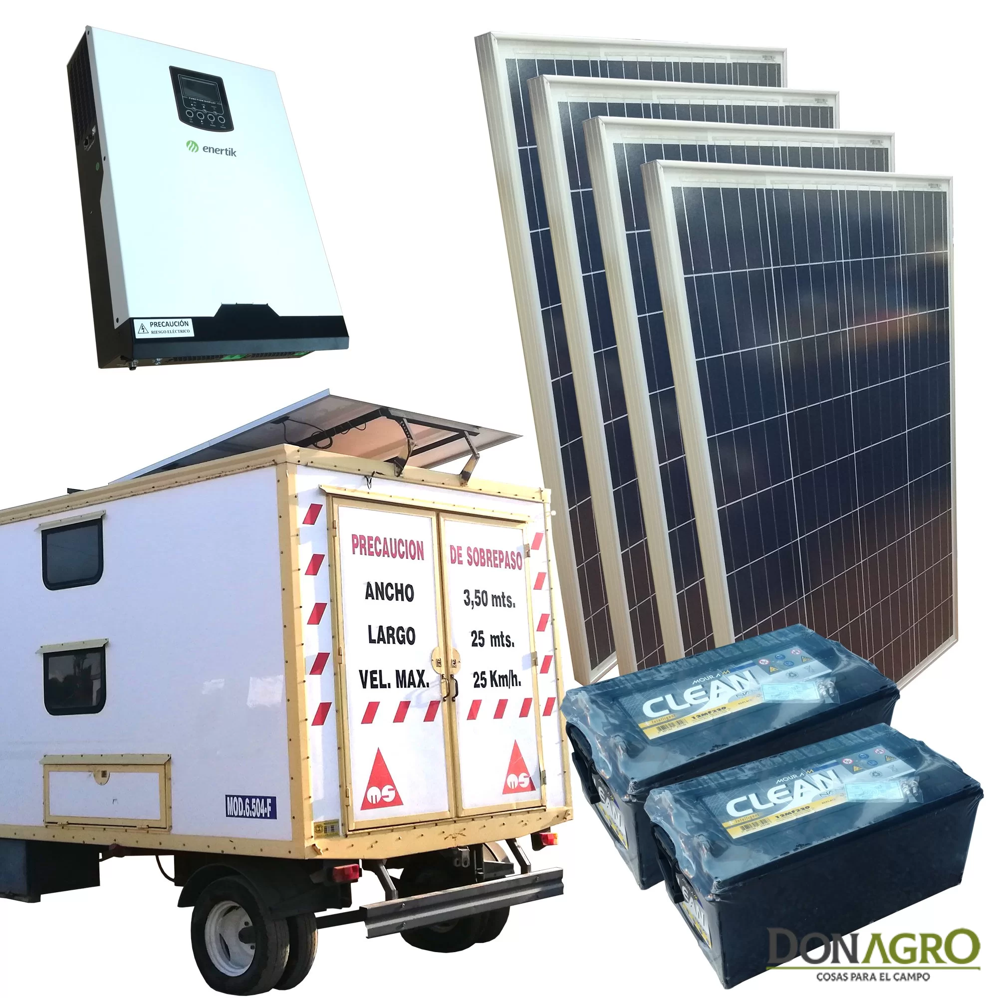 Kit Energia Solar para Casilla o Motorhome 2000w 4 paneles 2 baterias