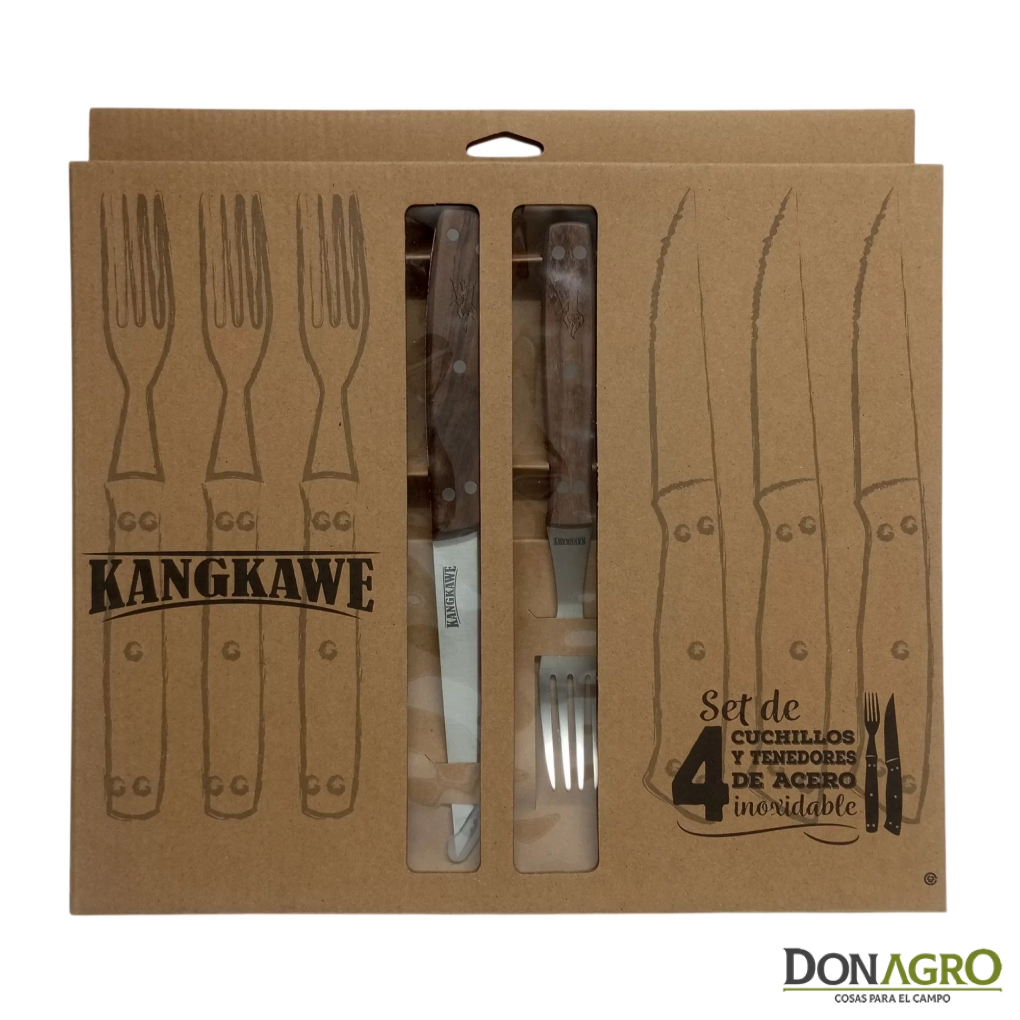 Set de 4 Cuchillos y 4 Tenedores para Asado