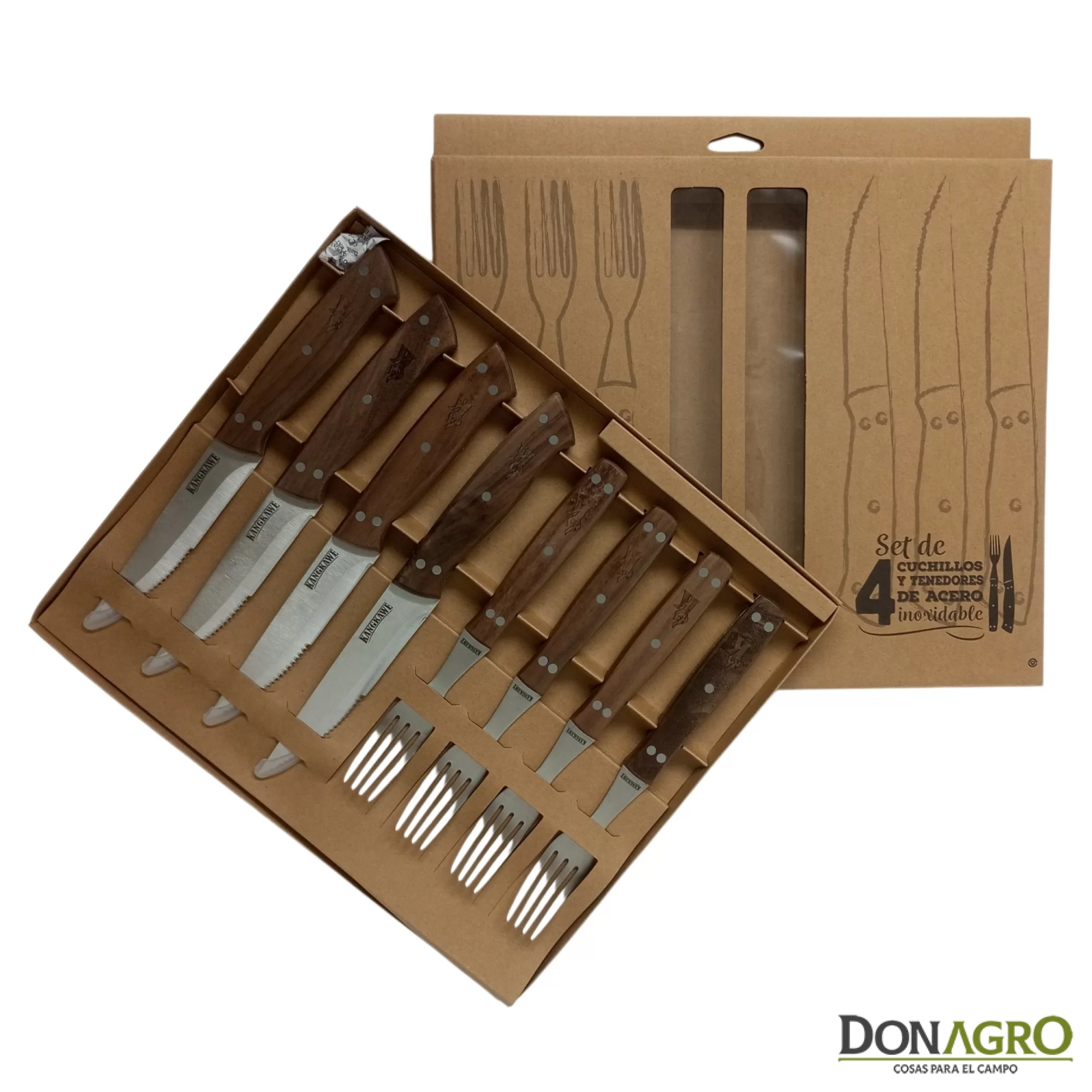 Set de 4 Cuchillos y 4 Tenedores para Asado