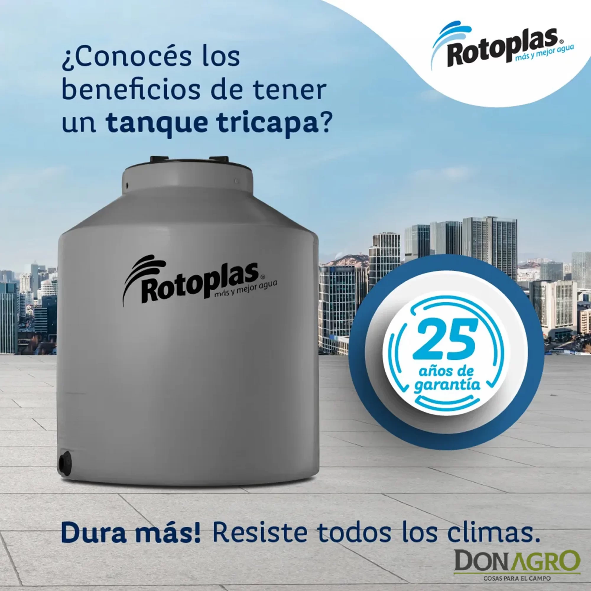 Tanque de Agua 1100Lts Rotoplast Tricapa Vertical