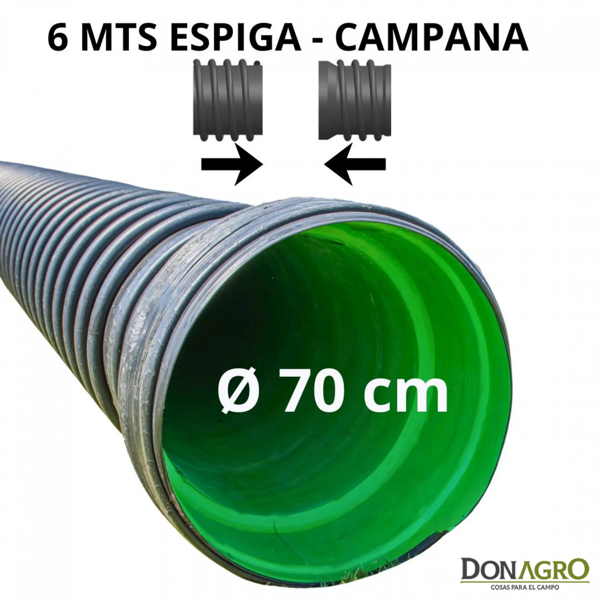 Tubo Alcantarilla PEAD ECOLINE Unión Campana 0.70 cm x 6 mts