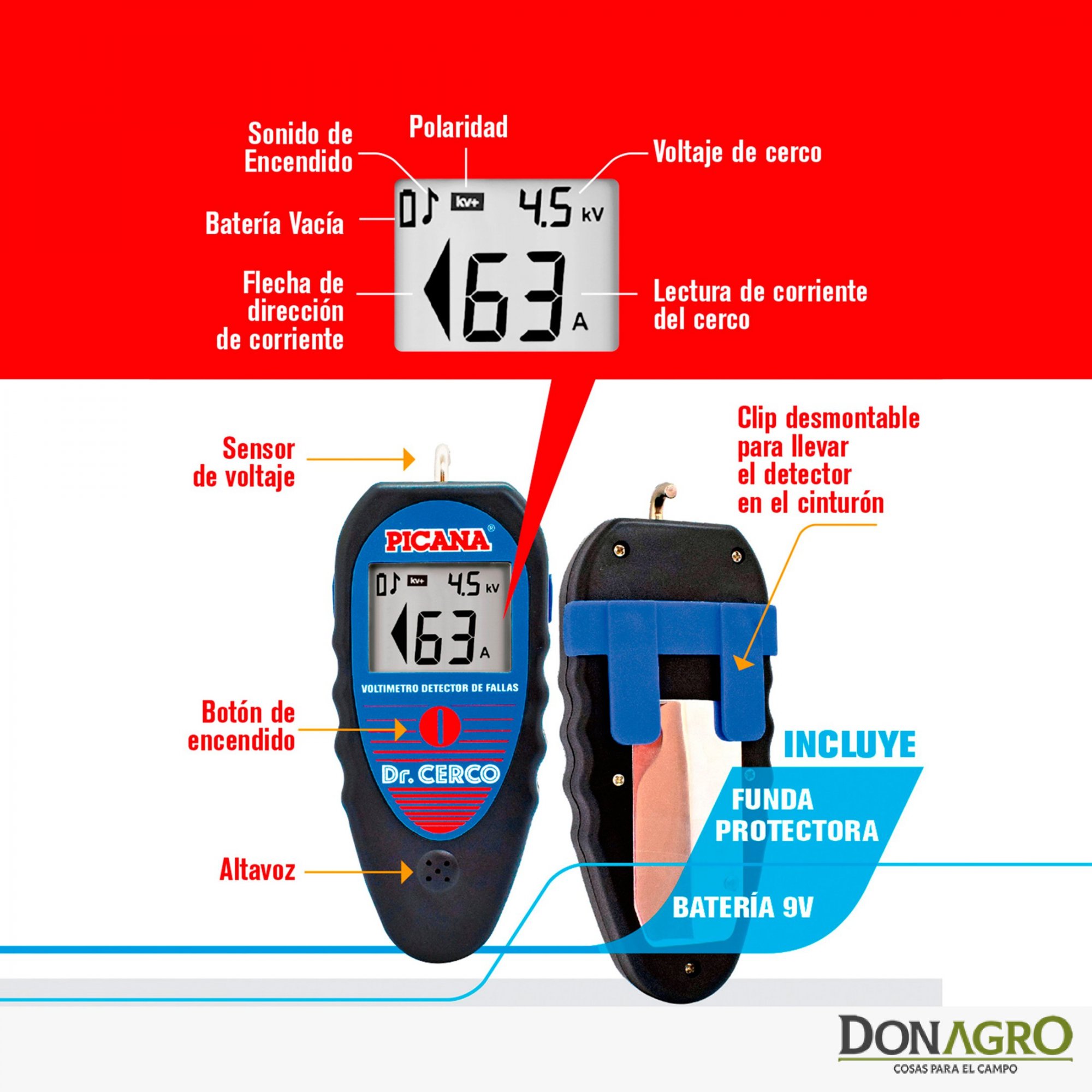 Voltimetro Digital con detector de fallas Picana Dr. Cerco