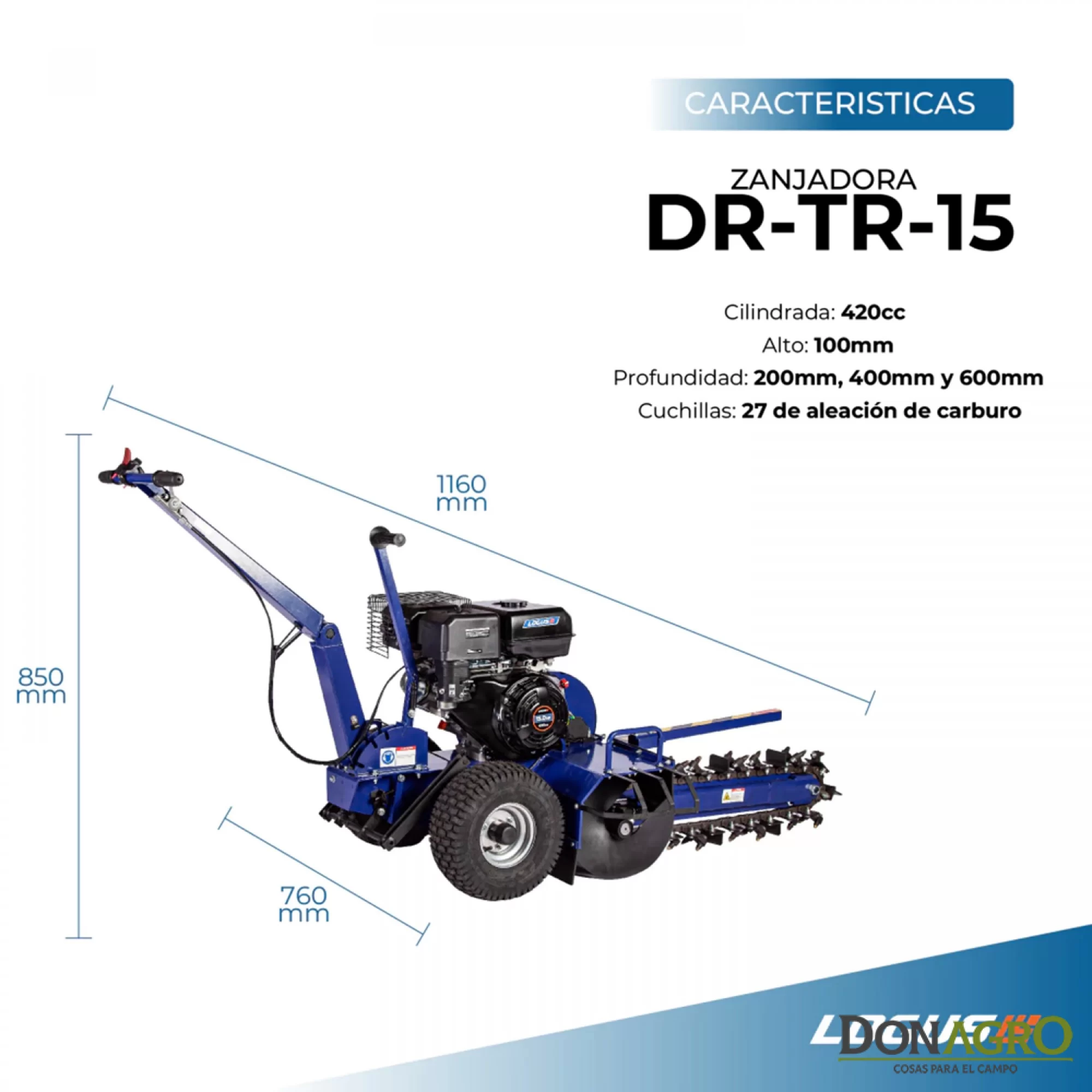 Zanjeadora 60cm profundidad 15hp 420cc RD-TR15 Logus
