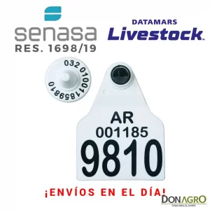 Caravana Electronica DATAMARS Oficial SENASA Binomio 25 Unid. BLANCA