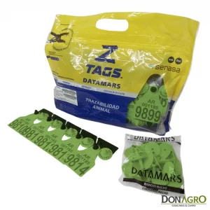 Caravana Electronica DATAMARS Oficial SENASA Binomio 25 Unid. VERDE ZONA LIBRE AFTOSA