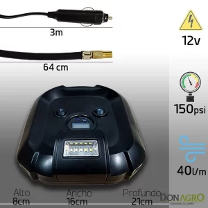 Compresor 12v 150 PSI 40 Lpm Digital Daza