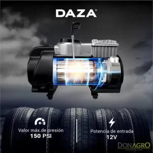 Compresor De Aire Auto Mini Inflador Portatil 12v Con Baliza Daza Dzjb82