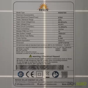 Panel Solar 575W 24V Bifacial TopCon N-Type Resun Solar