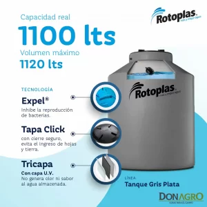 Tanque de Agua 1100Lts Rotoplast Tricapa Vertical