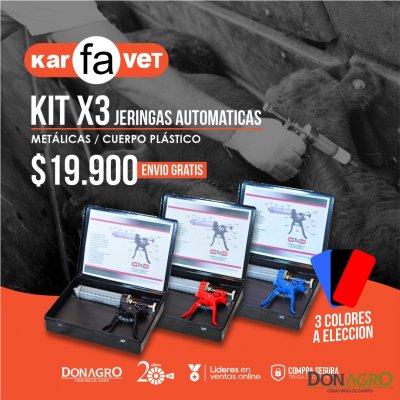 KIT x3 Jeringa Automática 50cc metalica cuerpo plastico KARFAVET
